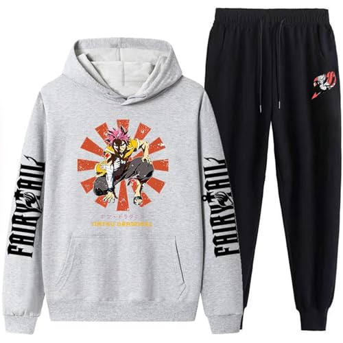 Fairy Tail Mode Bedruckt Top Und Hose Mit Taschen Kapuze Sweatshirt Sporthose Paar Casual Set Frauen Warm Und Dick Jogging Anzug-Color-5||3XL von CRYBF