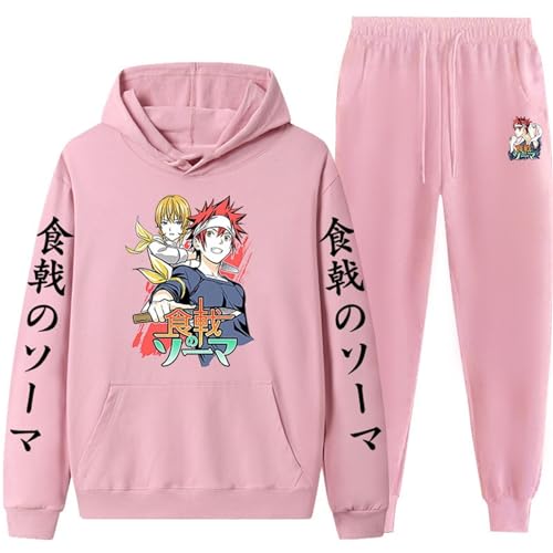 Food Wars Mode Gedruckt Top Und Hosen Paar Casual Set Frauen Warme Dicke Jogging Robe Mit Tasche Hoodie Sporthosen-Color-2||XL von CRYBF