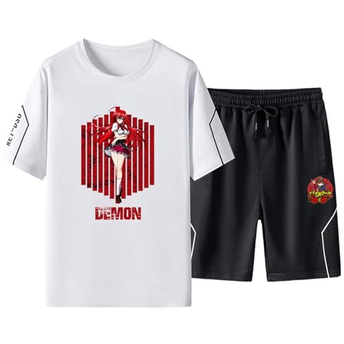 Sommer School D × D Paar Casual Sport Set Vielseitig Mit Pocket Shorts T-Shirt Outdoor Fitness Zweiteiliges Set-Color-2||L von CRYBF