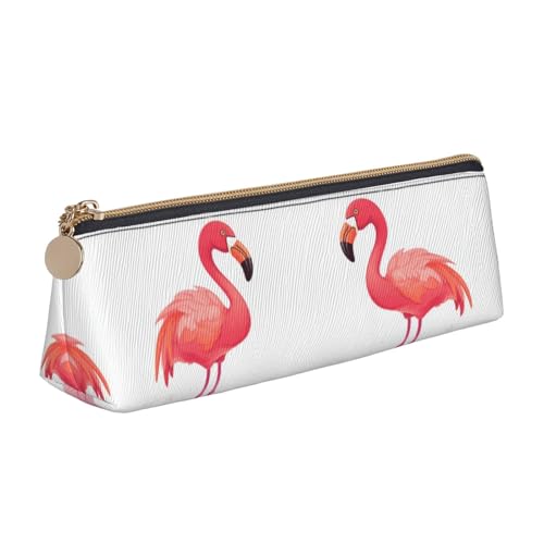 CSGJMYGS Federmäppchen aus Leder, Cartoon-Flamingo, Federmäppchen, große Kapazität, Bleistift-Organizer mit Reißverschluss, tragbare Reise-Make-up-Tasche, Schreibtisch-Organizer für Damen und Herren, von CSGJMYGS