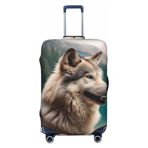 CSGJMYGS Fun Animal Wolf Gepäckabdeckungen für Koffer, waschbar, modisch, dehnbar, kratzfest, passend für 45,7 - 81,3 cm große Gepäckstücke, klein, Schwarz, S, Schwarz , S von CSGJMYGS