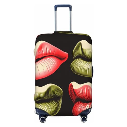 CSGJMYGS Lips Love Gepäckabdeckungen für Koffer, waschbar, modisch, dehnbar, kratzfest, passend für 45,7 - 81,3 cm große Gepäckstücke, groß, Schwarz, L, Schwarz , L von CSGJMYGS