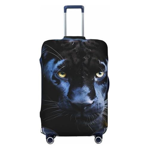 CSGJMYGS Panther mit blauen Augen Gepäckabdeckungen für Koffer, waschbar, modisch, dehnbar, kratzfest, passend für 45,7 - 81,3 cm große Gepäckstücke, klein, Schwarz, S, Schwarz , S von CSGJMYGS