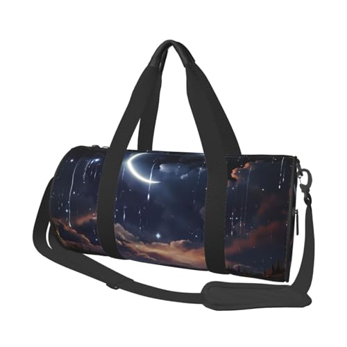 Night Starry Reisetasche, Handgepäcktasche, Wochenendtasche, Übernachtungstasche, Sport, Turnbeutel für Damen und Herren, faltbar, runde Reisetasche für Reisen, Sport, Fitnessstudio, Schwarz, von CSGJMYGS