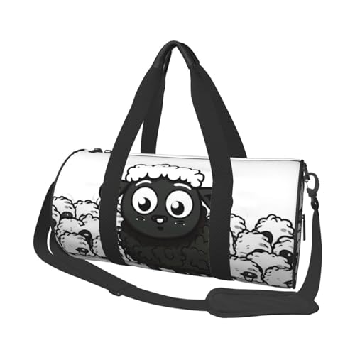 Reisetasche mit Cartoon-Schaf-Motiv, für Damen, Herren, faltbar, für Reisen, Sport, Fitnessstudio, Schwarz, Einheitsgröße, Schwarz , Einheitsgröße von CSGJMYGS