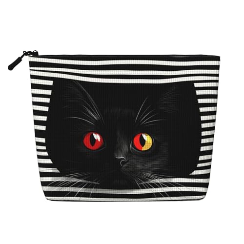 Niedliche Make-up-Tasche für Geldbörse, Reisen, lässige Kulturtasche mit Reißverschluss, Gestreifte Katze 3, Einheitsgröße, Kosmetiktasche von CSIVKEJ