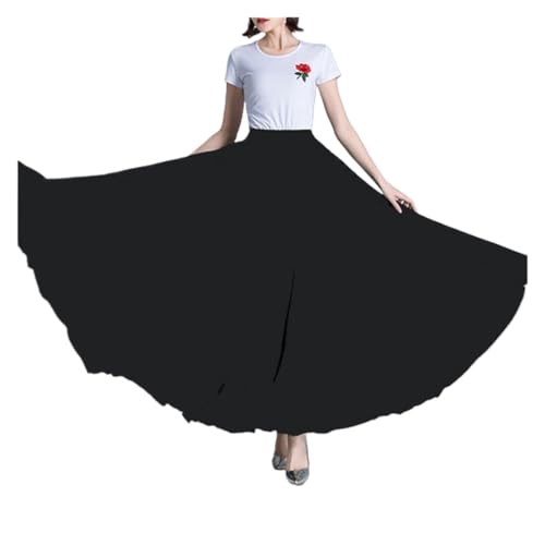 CSSHNL Lyrical Tanzkostüme für Damen 360/540/720 Grad Chiffonrock Ballett Bauchtanz Frauen Gypsy Lange Röcke Tänzerin Übungskleidung Verschiedene Tanzröcke(Black,360 Degrees 85cm) von CSSHNL