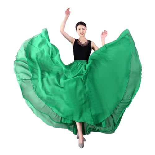 CSSHNL Lyrical Tanzkostüme für Damen 360/540/720 Grad Chiffonrock Ballett Bauchtanz Frauen Gypsy Lange Röcke Tänzerin Übungskleidung Verschiedene Tanzröcke(Green,360 Degrees 95cm) von CSSHNL