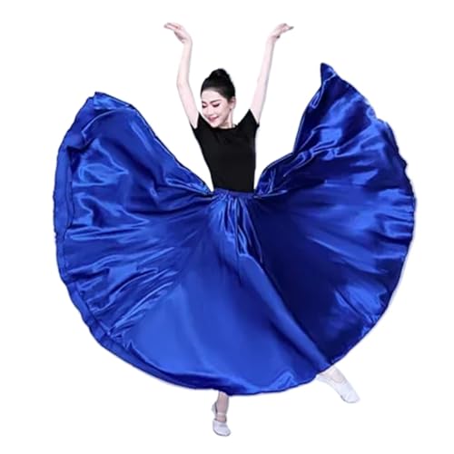 CSSHNL Lyrical Tanzkostüme für Damen Damen 540D 720 Grad Satinrock Bauchtanzrock Damen Gypsy Lange Röcke Tänzerin Übungskleidung Verschiedene Massivgold Tanzrock(Blue,360D 85cm) von CSSHNL