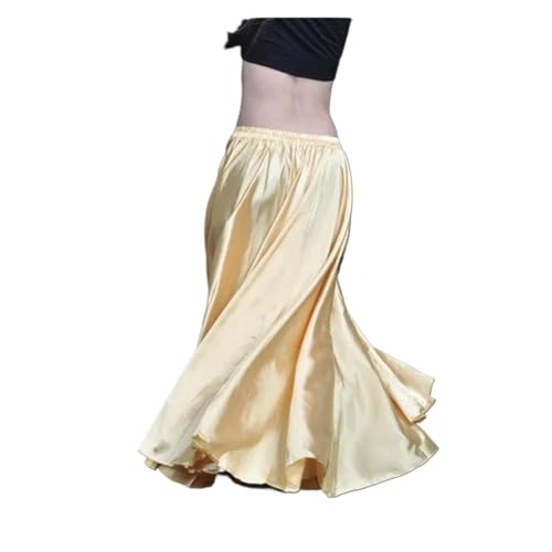 CSSHNL Lyrical Tanzkostüme für Damen Damen 540D 720 Grad Satinrock Bauchtanzrock Damen Gypsy Lange Röcke Tänzerin Übungskleidung Verschiedene Massivgold Tanzrock(Gold,540D 85cm) von CSSHNL