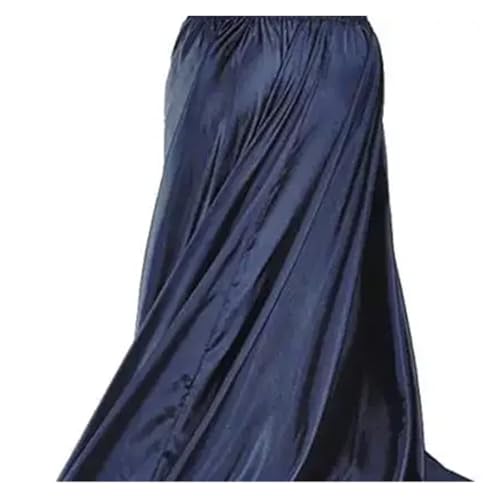 CSSHNL Lyrical Tanzkostüme für Damen Damen 540D 720 Grad Satinrock Bauchtanzrock Damen Gypsy Lange Röcke Tänzerin Übungskleidung Verschiedene Massivgold Tanzrock(Nany Blue,540D 90cm) von CSSHNL