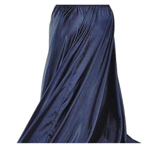 CSSHNL Lyrical Tanzkostüme für Damen Damen Tanzrock, großer Swingrock, 720 Grad, Bauchtanz, Langer Rock, Tribal-Gypsy-Kostüm, Lady Bellydance, Satin, Lange Weite Röcke(Dark Blue,Hemline 720 L 80cm) von CSSHNL