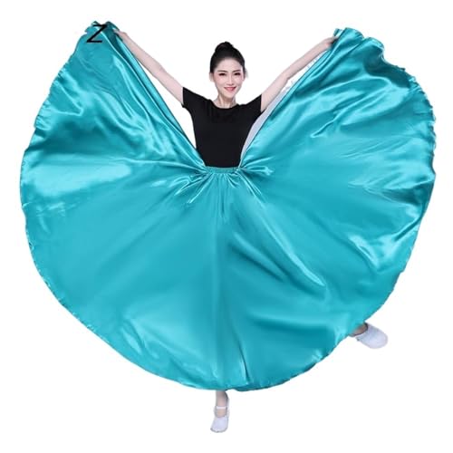 CSSHNL Lyrical Tanzkostüme für Damen Damen Tanzrock, großer Swingrock, 720 Grad, Bauchtanz, Langer Rock, Tribal-Gypsy-Kostüm, Lady Bellydance, Satin, Lange Weite Röcke(Turquoise,Hemline 540 L 85cm) von CSSHNL