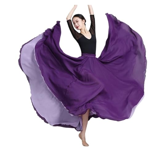 CSSHNL Lyrical Tanzkostüme für Damen Doppelseitiger Chiffon-Big-Swing-Rock for Damen, 540/720 Grad, klassischer Tanzrock, Bauchtanz-Kostüm, Bühnen-Maxiröcke(14 540 Degree,95cm) von CSSHNL