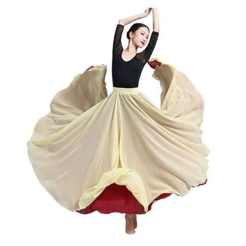 CSSHNL Lyrical Tanzkostüme für Damen Doppelseitiger Chiffon-Big-Swing-Rock for Damen, 540/720 Grad, klassischer Tanzrock, Bauchtanz-Kostüm, Bühnen-Maxiröcke(5 720 Degree,85cm) von CSSHNL