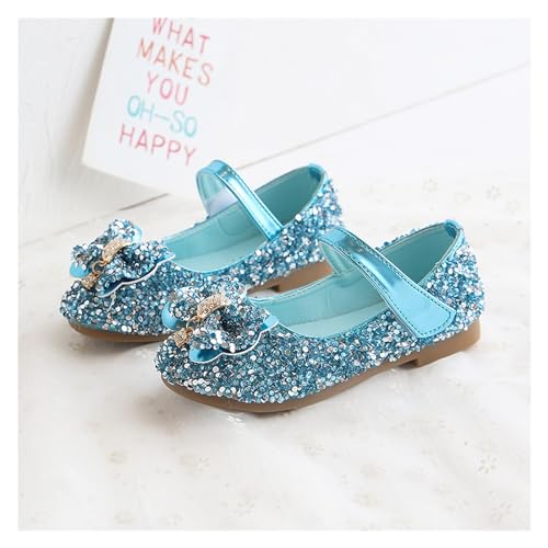 CSSHNL Mädchen Glitzer Schuhe Mädchenschuhe, Flache Schuhe for Kinder, Pailletten, Strass, Prinzessin mit Schmetterlingsknoten, Flache Schuhe for Studenten für Partys Hochzeiten(Blue,29) von CSSHNL