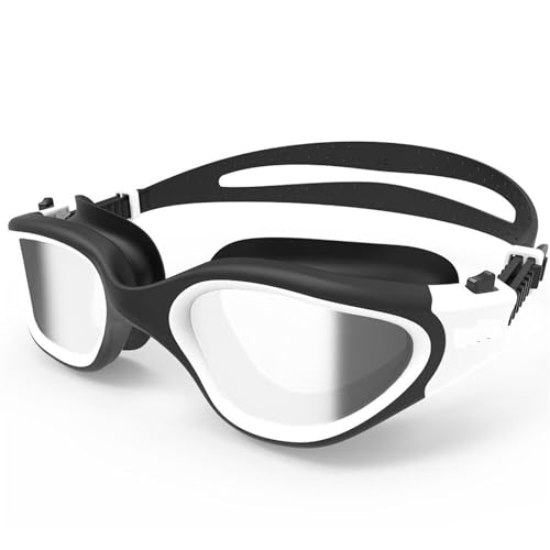 CSSHNL Schwimmbrillen Antibeschlag-UV-Schutzlinse for Herren und Damen, Schwimmbrille, wasserdicht, verstellbar, Silikon, Schwimmbrille for Erwachsene zum Schwimmen(White) von CSSHNL