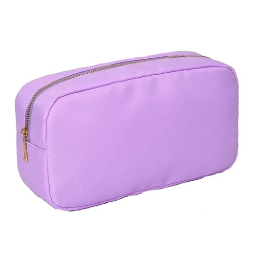 Kosmetiktasche Letter Patch Custom Travel Cosmetic Bag Personalized Nylon Pouch Toiletry Bag Chenille Patch Makeup Toiletries Girl Cosmetic Bag für Frauen(PURPLE,XL) von CSSHNL