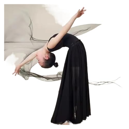 Lyrical Tanzkostüme für Damen 720-Grad-Chiffonrock for Kinder und Mädchen, Ballett, Bauchtanz, Gypsy, lange Röcke, Tänzerin, Übungskleidung, verschiedene einfarbige lila Tanzröcke(Black,540 degree 65c von CSSHNL