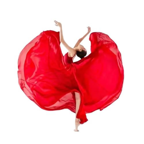 Lyrical Tanzkostüme für Damen 720-Grad-Chiffonrock for Kinder und Mädchen, Ballett, Bauchtanz, Gypsy, lange Röcke, Tänzerin, Übungskleidung, verschiedene einfarbige lila Tanzröcke(Red,360 degree 70cm) von CSSHNL