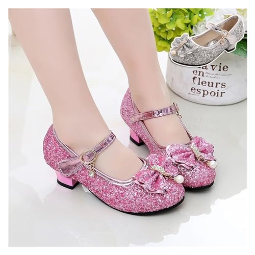 Mädchen Glitzer Schuhe Kinder Schuhe Mädchen High Heel Prinzessin Tanz Sandalen for Mädchen Kinder Schuhe Glitter Weiches Leder Mode Party Kleid Hochzeit für Partys Hochzeiten(2019-66Pink,29 (insole 1 von CSSHNL