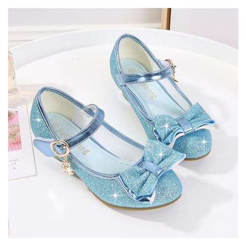 Mädchen Glitzer Schuhe Mädchen Sandalen Strass Schmetterling Latin Dance Kinder Schuhe Kinder High Heel Prinzessin Schuhe Glitter Leder Party Kleid Hochzeit für Partys Hochzeiten(116-5A-Blue,27) von CSSHNL