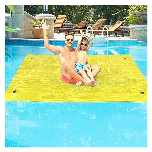 Schwimmende Wassermatte, Schwimmende Schaumstoffmatte, Wassermatte mit Aufbewahrungsgurten for Wasseraktivitäten im Schwimmbad for Erwachsene(Yellow,1.8mx1.2mx3.3cm) von CSYQPDMBDL