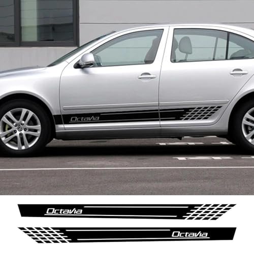 CTLTSRX 2 STÜCKE Auto Tür Seite Aufkleber, Für Skoda Octavia 1 2 3 Mk2 Zubehör Auto Langer Rock Streifen Sport Dekoration Vinyl Film Aufkleber von CTLTSRX