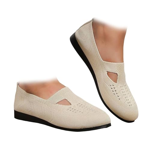 CTLTSRX Slipper für Damen, lässige flache Schuhe, atmungsaktive Mesh-Wanderschuhe (Beige,41) von CTLTSRX