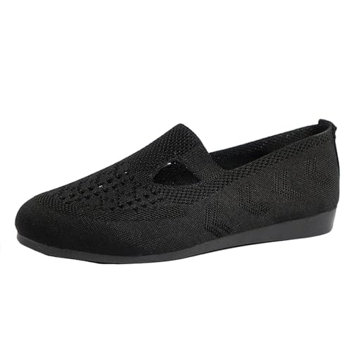 CTLTSRX Slipper für Damen, lässige flache Schuhe, atmungsaktive Mesh-Wanderschuhe (Black,36) von CTLTSRX