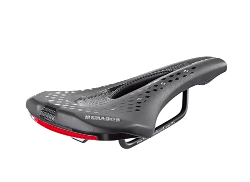 Montegrappa Fahrradsattel E-MTB Gravel Enduro Menador Air Flow Polsterung in ÖkoLeder mit Sicherheitsvorrichtung für Nachtsichtbarkeit schwarz Montegrappa Fahrradsattel E-MTB Gravel Enduro Menador Air Flow Polsterung in ÖkoLeder mit Sicherheitsvorrichtung für Nachtsichtbarkeit schwarz von Cucuba