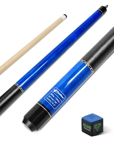 CUEBAR Pool-Queue, 147 cm Poolsticks für Erwachsene, 2-teiliger Billard-Queuestab mit Kunstledergriff, Pooltischstäbchen für Männer und Frauen, Blau, 590 ml von CUEBAR