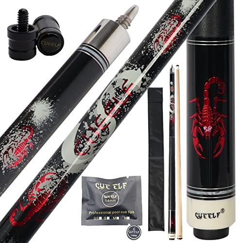 CUEELF Billardqueue, 147,3 cm, 2-teilig, Hartholz, Ahornholz, Billard-Tisch, 13 mm Spitze, roter Skorpion CUEELF Billardqueue, 147,3 cm, 2-teilig, Hartholz, Ahornholz, Billard-Tisch, 13 mm Spitze, roter Skorpion von CUEELF