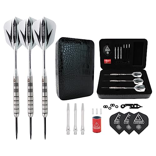 CUESOUL 28 Gramm Wolfram Stahl Spitze Darts Set 95% Wolfram mit Luxus Case (CSTSTD028-28L) von CUESOUL