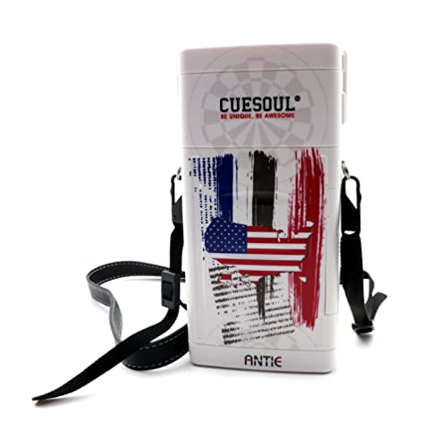 CUESOUL ANTIE Hard Dart Case, Hält 6 Dartpfeile mit Stahlspitze/Softspitze und zusätzliches Zubehör, mit Flaggen-Design, Langlebige Verwendung von CUESOUL