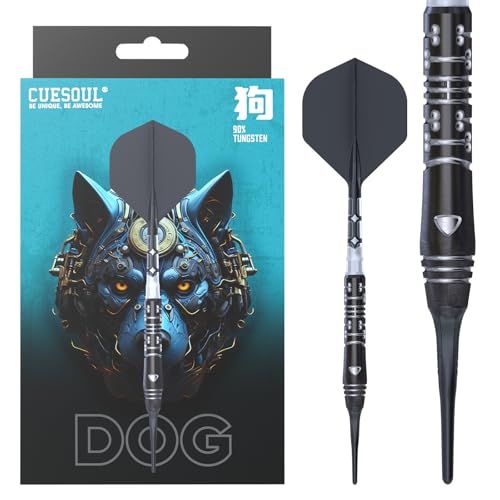 CUESOUL Chinese Zodiac Hund 20 g Soft Tip 90% Wolfram Dart-Set mit Titanbeschichtung und integriertem ROST T19 Flight von CUESOUL