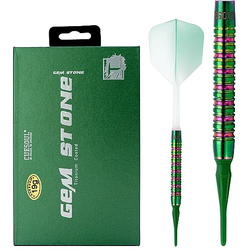 CUESOUL Green GEM Stone 19g Soft Tip 90% Tungsten Dart Set mit Titanium Coated und Gradient Color ROST Flights CUESOUL Green GEM Stone 19g Soft Tip 90% Tungsten Dart Set mit Titanium Coated und Gradient Color ROST Flights von CUESOUL