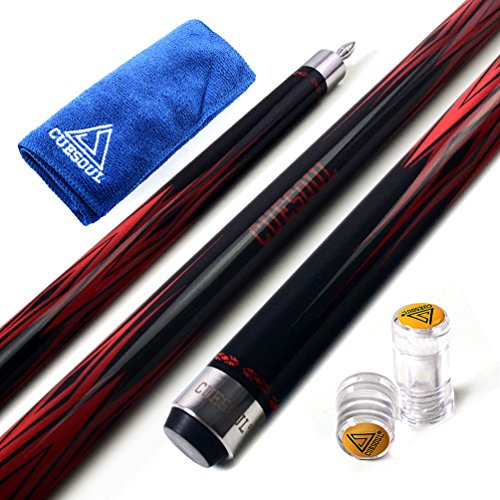 CUESOUL SOOCOO Series 58 "19 Unzen 12.75mm Tip Maple-Pool Queue Set mit Gelenk/Wellenschutz und Cue Handtuch CUESOUL SOOCOO Series 58 "19 Unzen 12.75mm Tip Maple-Pool Queue Set mit Gelenk/Wellenschutz und Cue Handtuch von CUESOUL