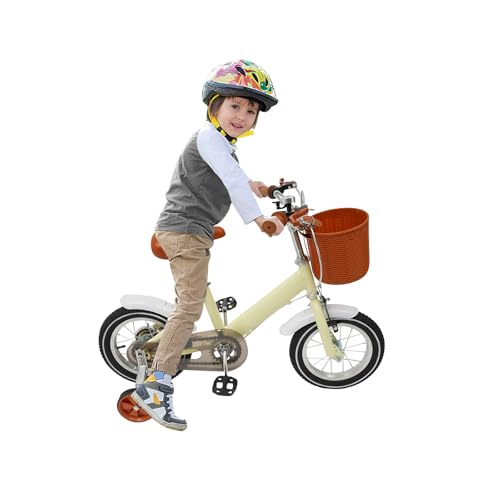 CUMELLIIR Fahrrad 12 Zoll, Kinderfahrrad mit Sützräder, Klingel und Korb, Fahrrad für Kinder ab 3 4 5 Jahre Mädchen Junge, Gelb von CUMELLIIR
