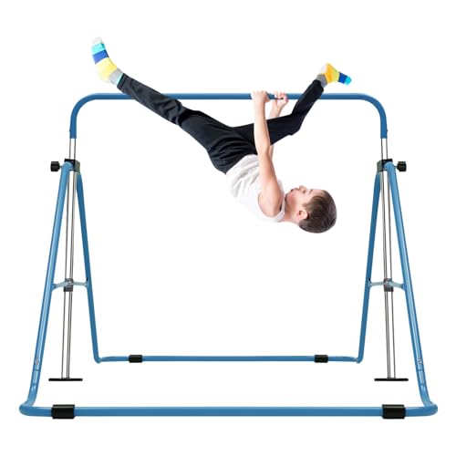 CUMELLIIR Turnreck Gymnastik Kinder, Turnstange Garten Kinder Höhenverstellbar Faltbar, bis 150 kg belastbar, Reckstange Outdoor Bar für Kinder, Blau CUMELLIIR Turnreck Gymnastik Kinder, Turnstange Garten Kinder Höhenverstellbar Faltbar, bis 150 kg belastbar, Reckstange Outdoor Bar für Kinder, Blau von CUMELLIIR