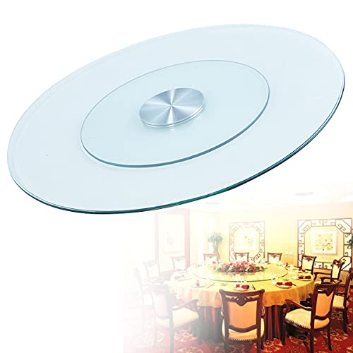 CUNTO 24-47-Zoll-Glasdrehteller für Tisch, transparentes rundes Tisch-Servicetablett, robust, rutschfest, für Küche, Restaurant, Esstisch, einfach zu bedienen, 110 cm von CUNTO