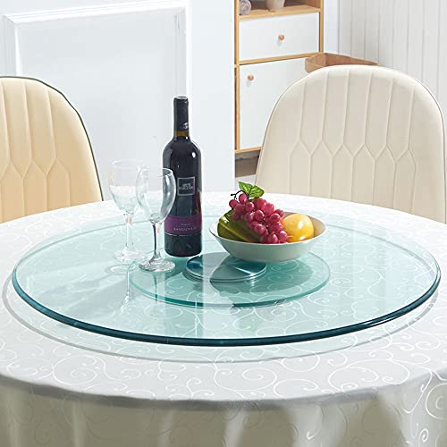 CUNTO 60-110 cm Drehteller aus klarem Glas, drehbares Tischtablett, 360° drehbarer Servierteller, Esstisch, Drehteller, einfach zu teilende Speisen von CUNTO