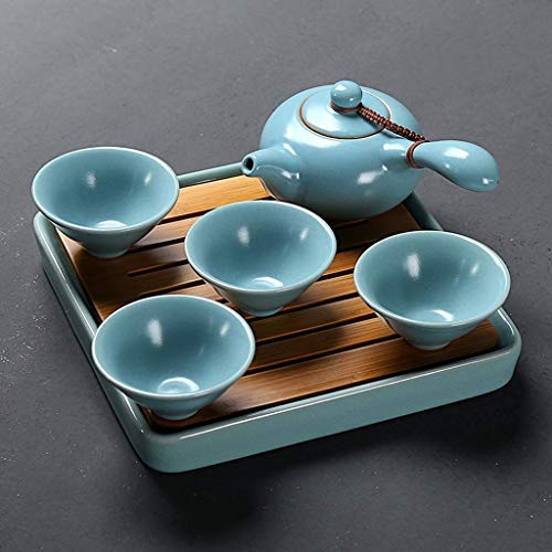 CUNTO Exquisites Kung-Fu-Teeset, Reiseporzellan, Teekanne, Tasse, Büro und Zuhause, Keramik-Teetablett für den Haushalt von CUNTO
