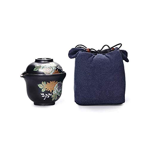 CUNTO Exquisites persönliches Tee-Set aus Keramik, schnelle Tasse, handbemaltes Muster, tragbares Reise-Kungfu-Tee-Set für den Haushalt von CUNTO