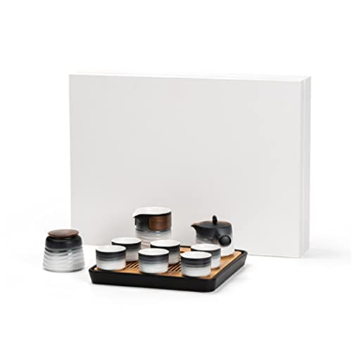 CUNTO Kung Fu Keramik-Teeservice für Zuhause, Wohnzimmer, kompletter Teeteller, Brau-Teekanne, Geschenkset (D hellgrau) von CUNTO