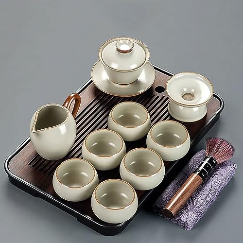 CUNTO Tee-Set, Tee-Set, Tee-Sets für Erwachsene, Heimbüro, Keramik-Teekanne, Ru Kiln Kung-Fu-Tee-Set von CUNTO