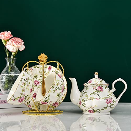 CUNTO Tee-Set aus Knochenporzellan, im europäischen Stil, Teetassen-Set für den Nachmittag, Teekanne aus Porzellan, 1 Teekanne, 2 Tassen und (B, Gr von CUNTO