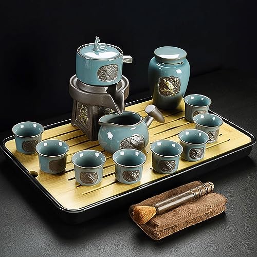 CUNTO Teeservice Teeservice Chinesisches TeesetLazy Automatisches Steinmühlen-Teeset, einfaches und verbrühungshemmendes Artefakt von CUNTO
