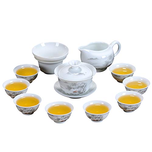 Chinesisches Kung-Fu-Teeset, handbemaltes Porzellan mit Geschenkbox (8 Tassen), für Teezeremonie, Party, Zuhause, Büro, Dekoration, 28 ml von CUNTO