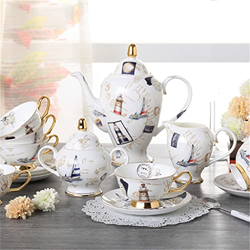 Tee-Set, Kaffeeset, europäisches Porzellan, Teeservice, Keramikkanne, Zuckerdose, Kaffeetasse, Teekanne, Tee-Set, Zubehör (A, Gr von CUNTO